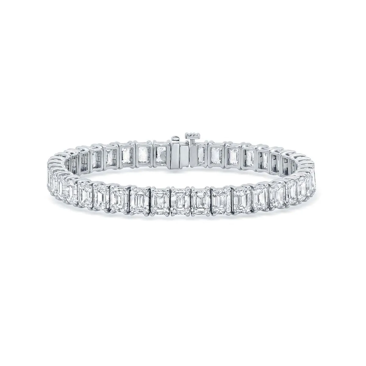 18K White Gold Emerald Cut Tennis Bracelet .4ct Each Diamond