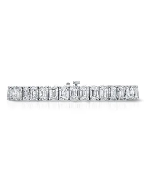 18K White Gold Emerald Cut Tennis Bracelet .4ct Each Diamond