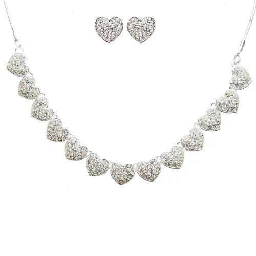 Beautiful Valentine's Crystal Rhinestone Fascinating Little Hearts Set J496 SLV