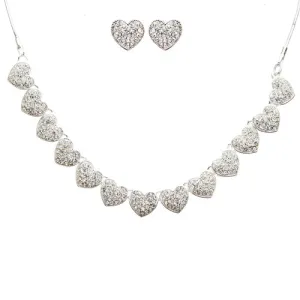 Beautiful Valentine's Crystal Rhinestone Fascinating Little Hearts Set J496 SLV