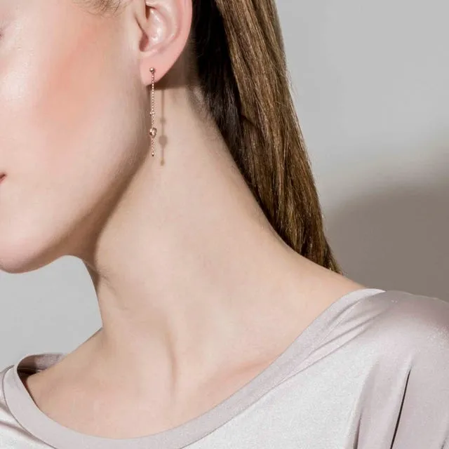 Bella CZ Drop Earrings with Heart - Rose Gold - 142688/002