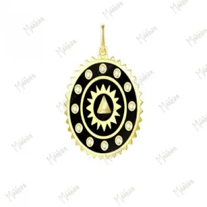 Black Enamel Oval Pendant