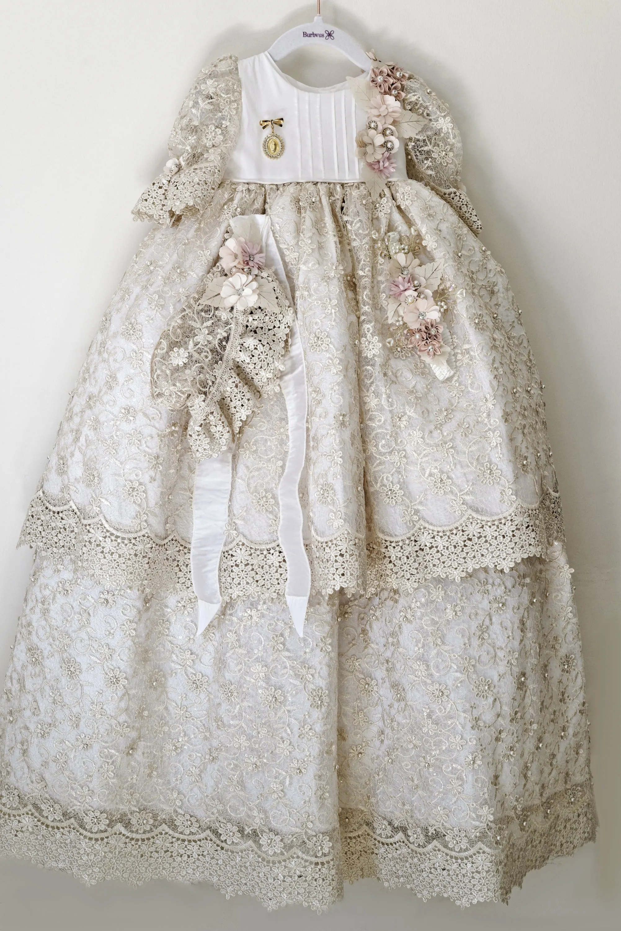 Christening Dress G049   Gold Plated Medal