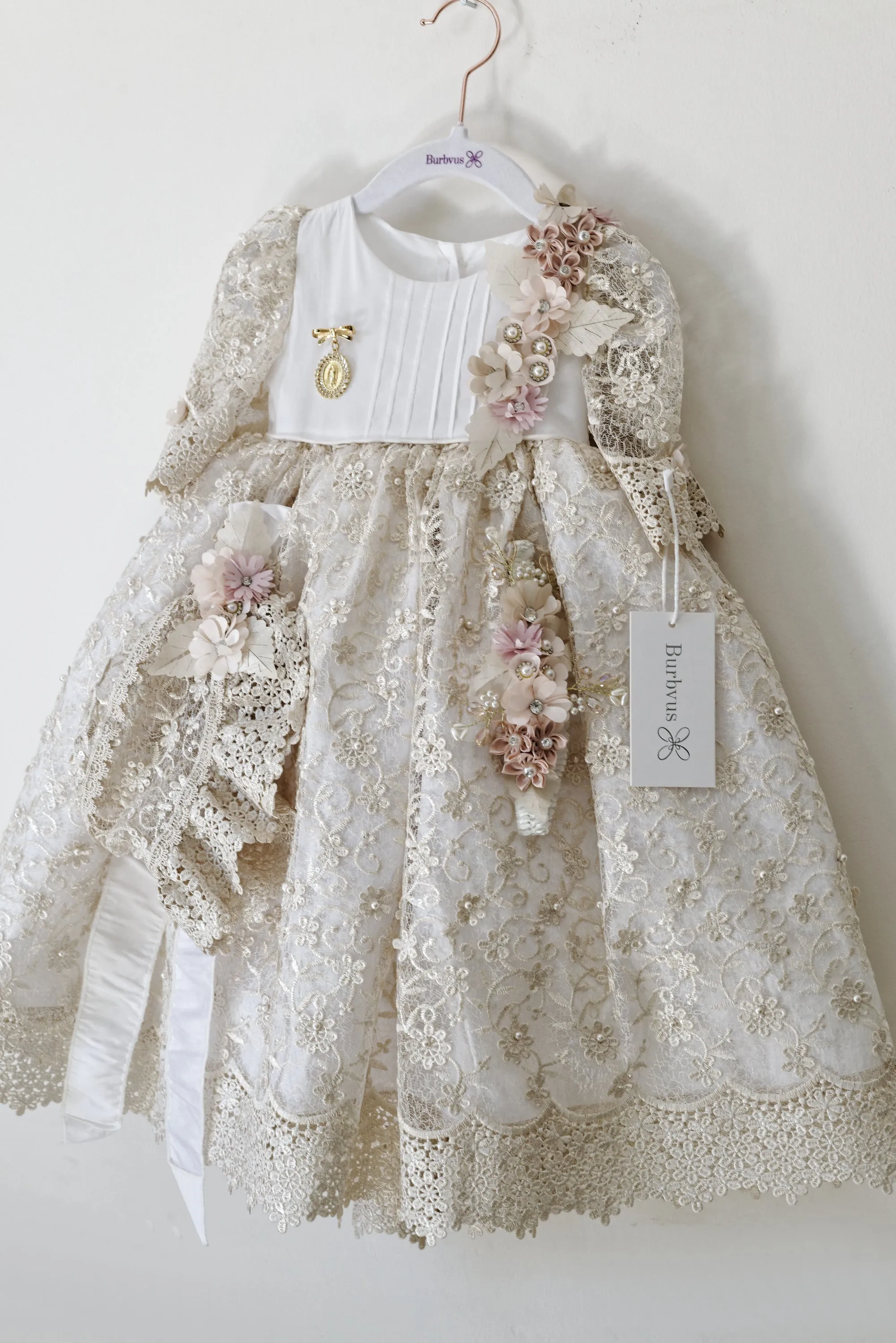 Christening Dress G049   Gold Plated Medal