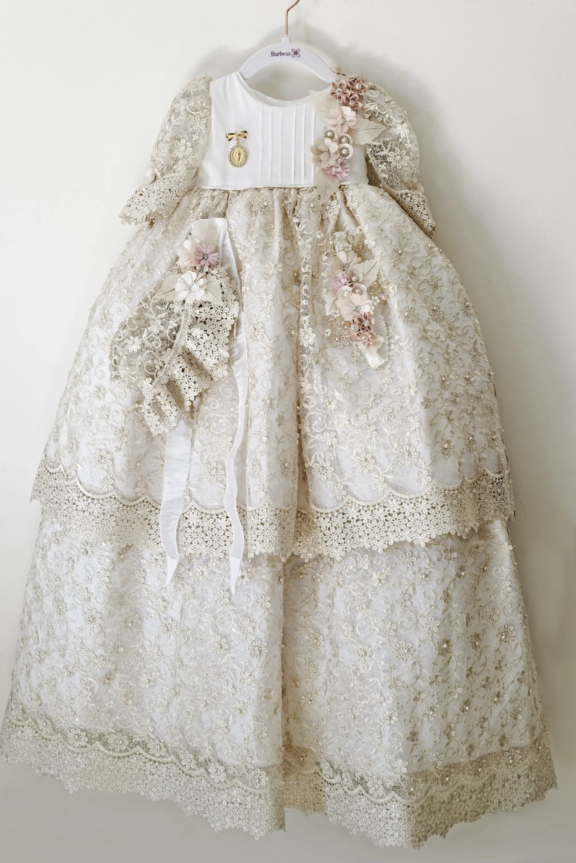Christening Dress G049   Gold Plated Medal