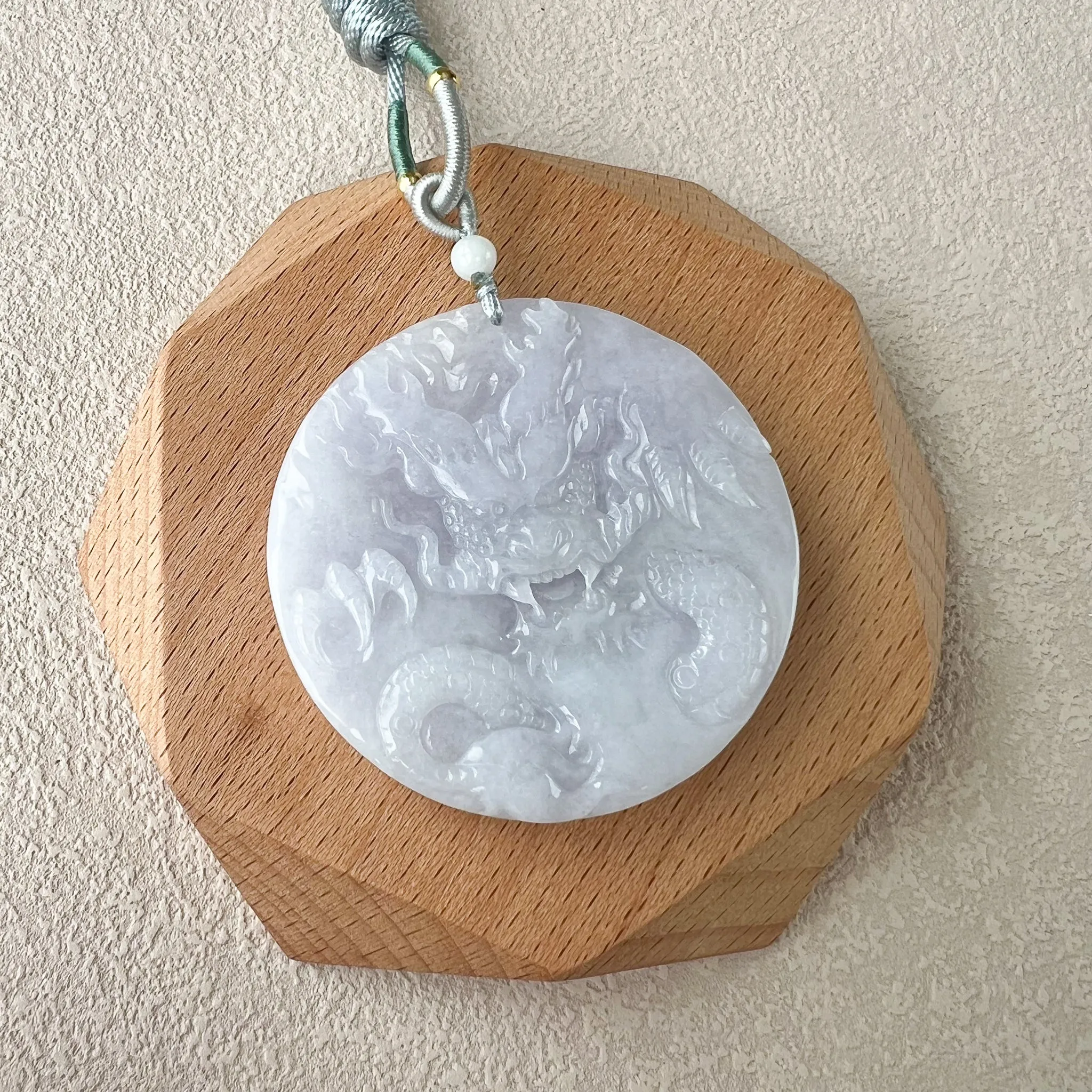 Circle of Nine Dragons Pendant, Light Purple Hand Carved Jadeite Jade Pendant, YGR-0323-1706549514