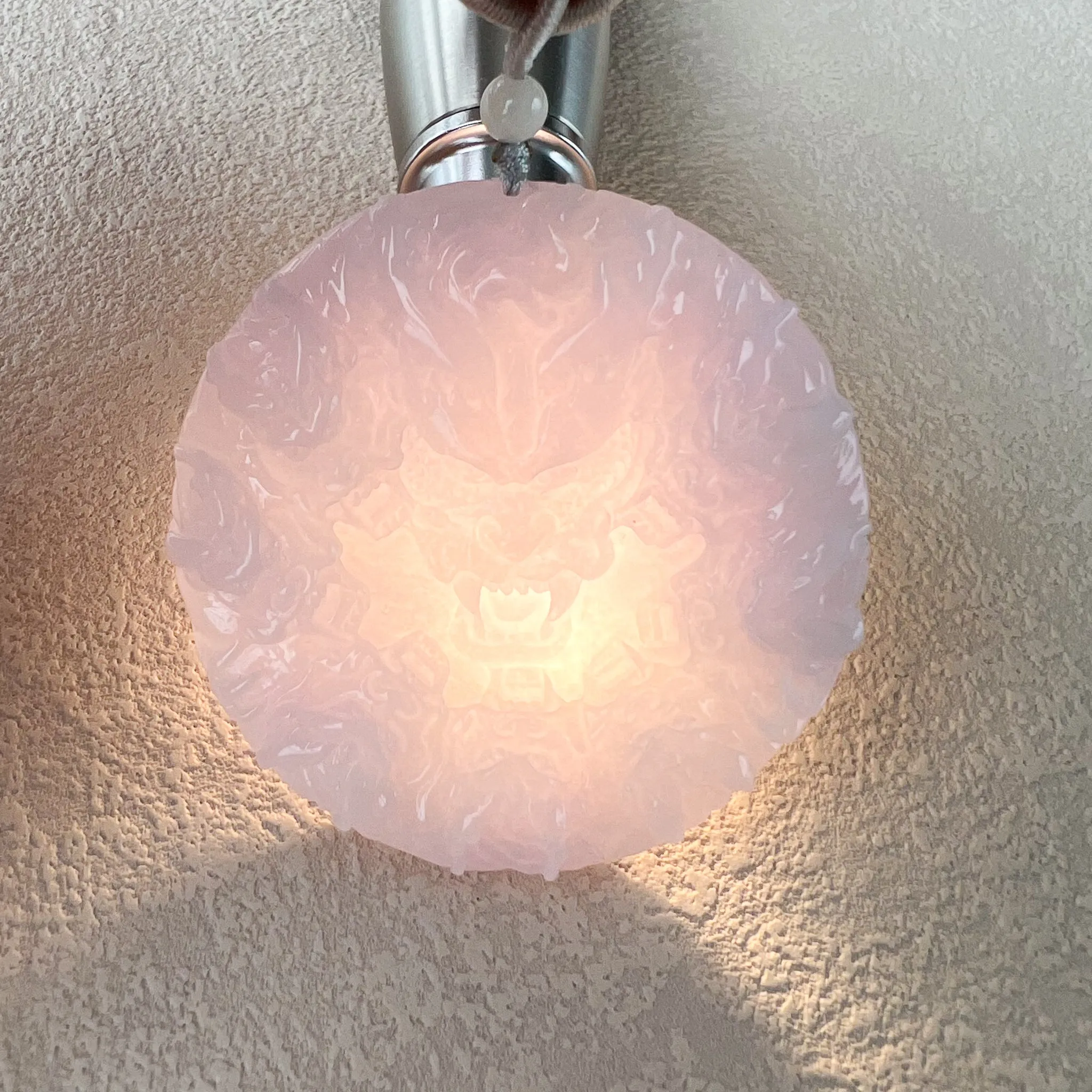 Circle of Nine Dragons Pendant, Light Purple Hand Carved Jadeite Jade Pendant, YGR-0323-1706549514