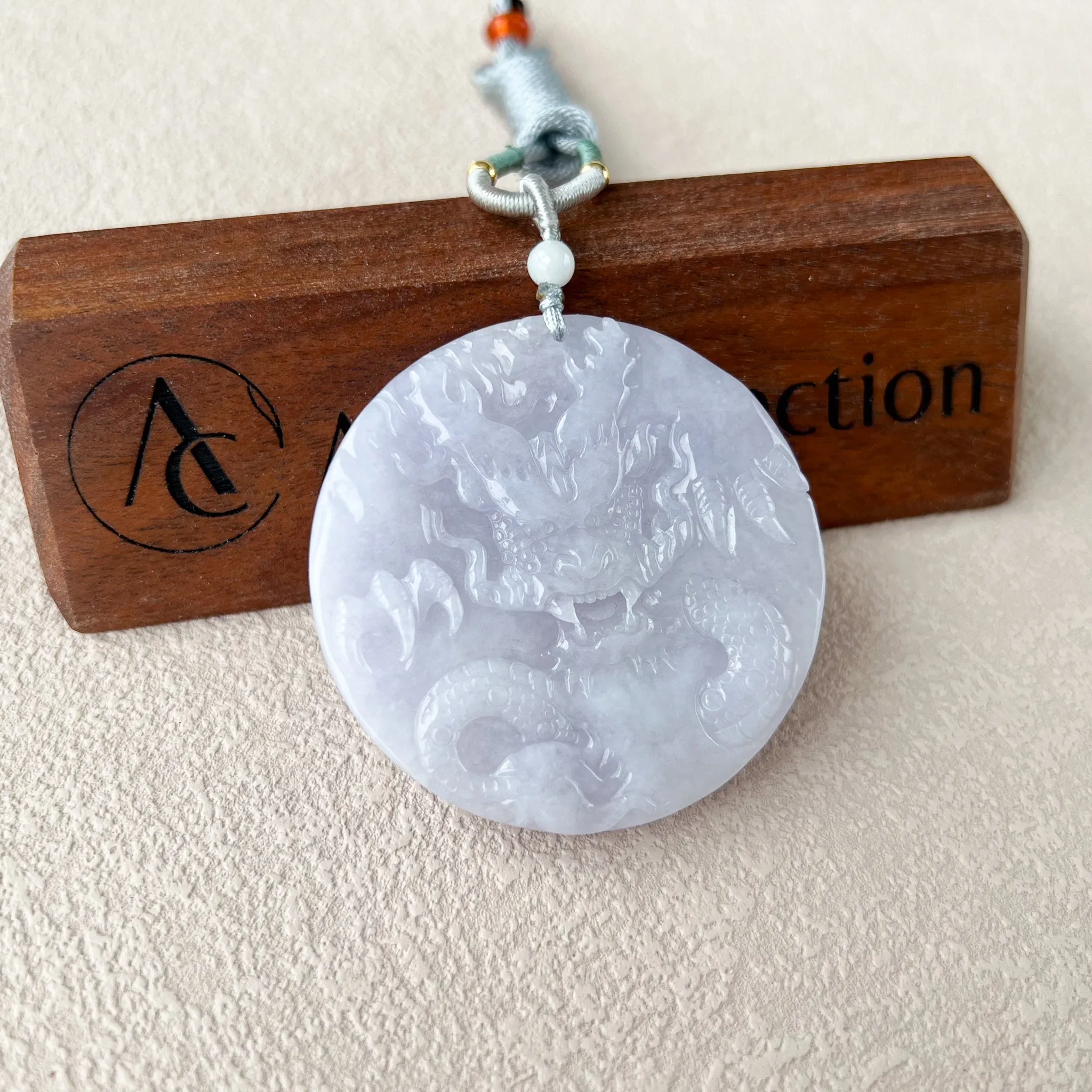 Circle of Nine Dragons Pendant, Light Purple Hand Carved Jadeite Jade Pendant, YGR-0323-1706549514