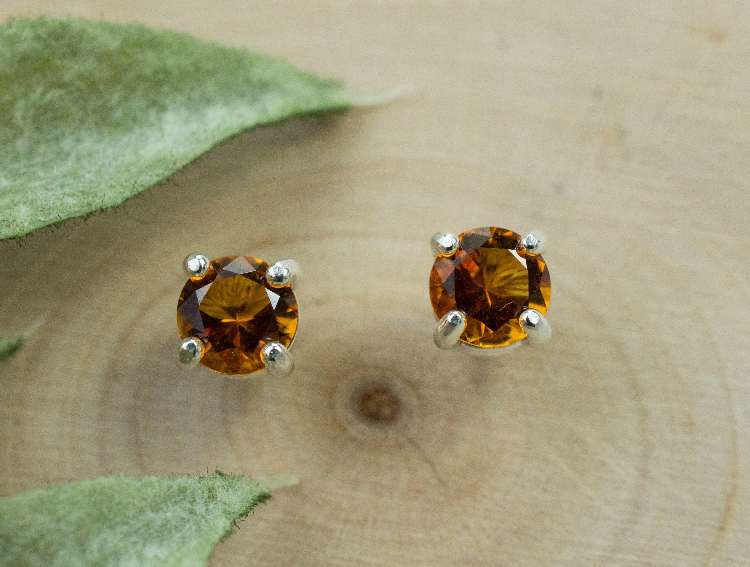 Citrine Earrings; Natural Untreated Uruguay Citrine; 0.745cts
