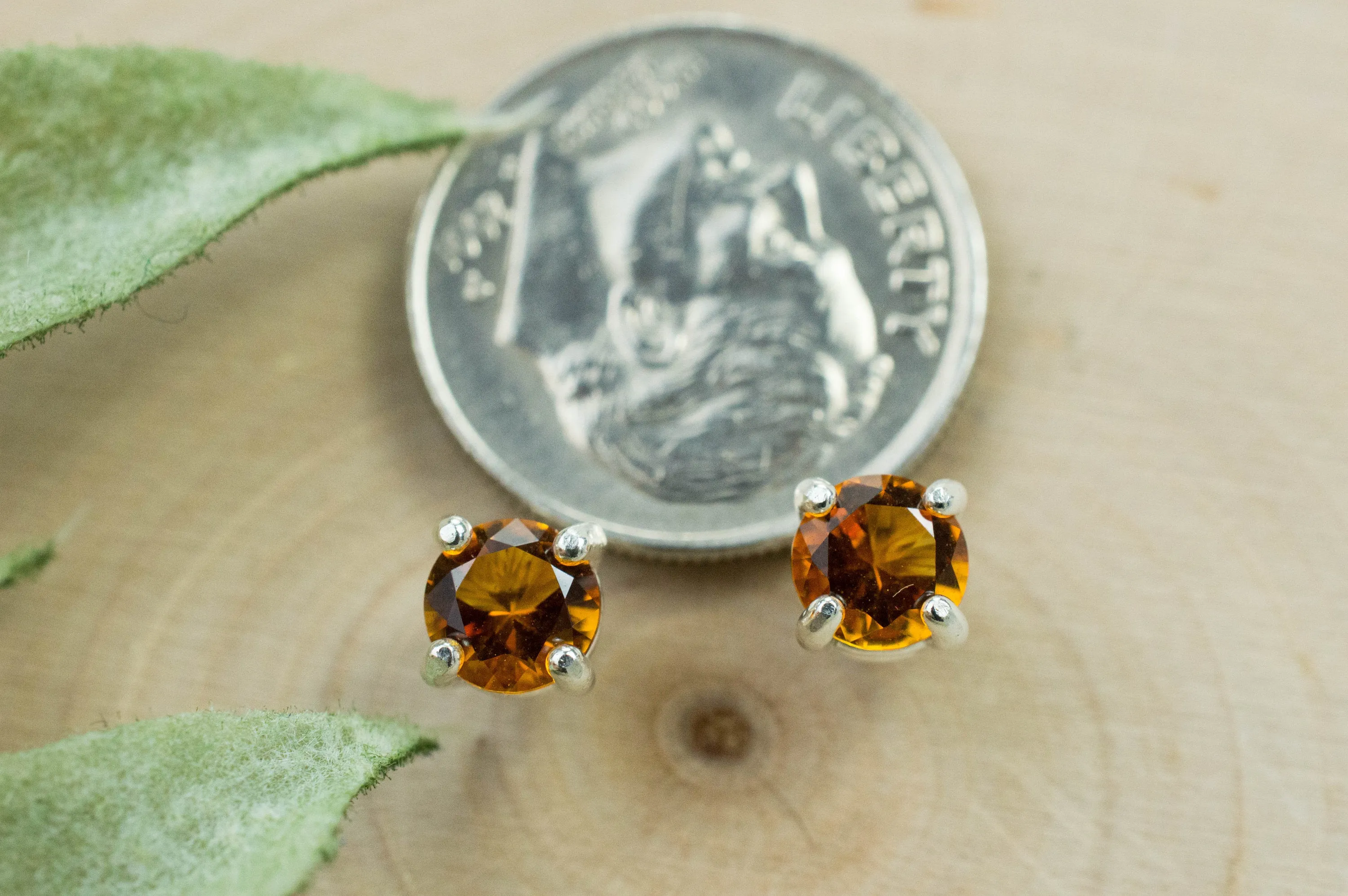 Citrine Earrings; Natural Untreated Uruguay Citrine; 0.745cts