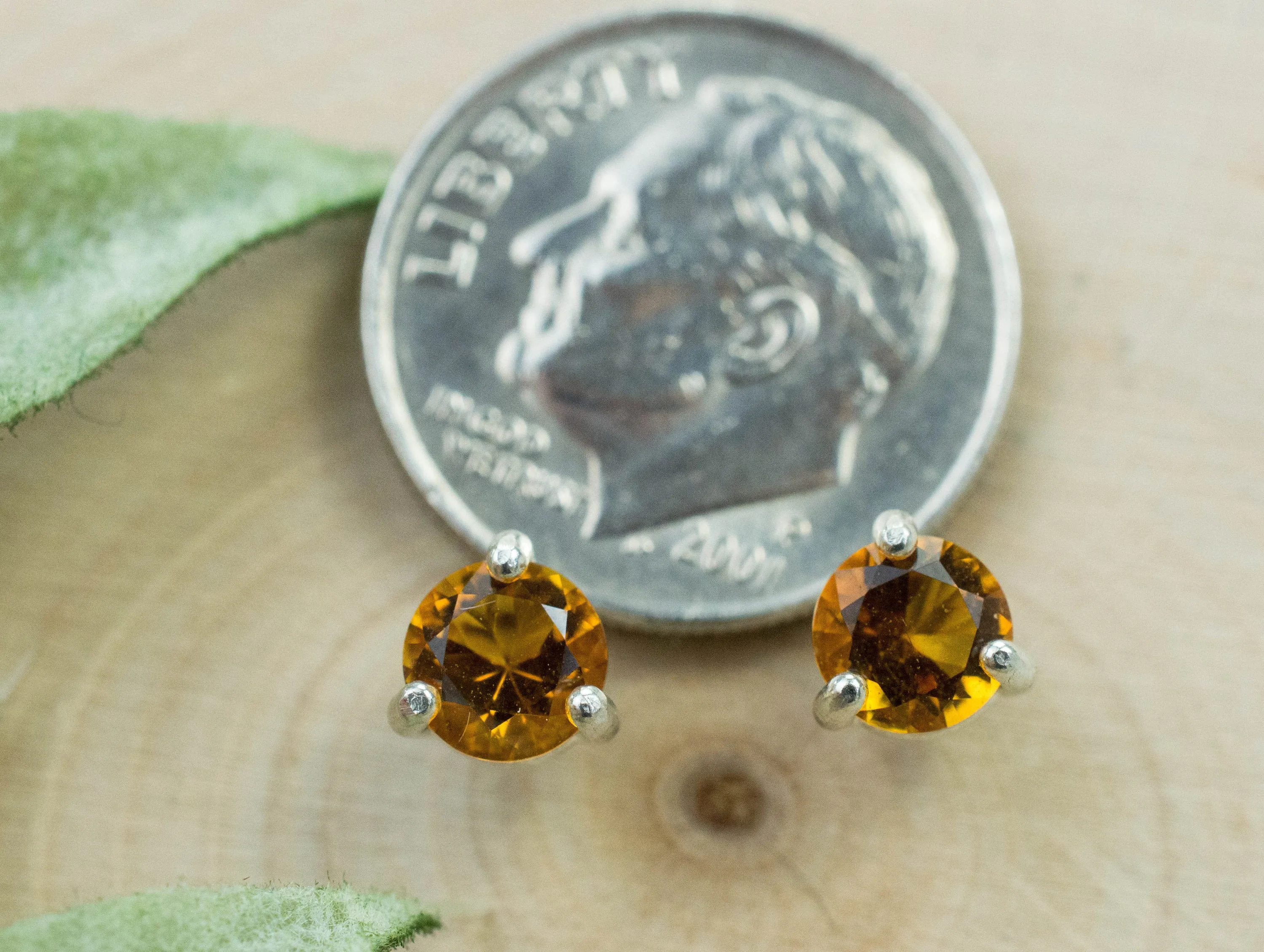 Citrine Earrings; Natural Untreated Uruguay Citrine; 0.780cts