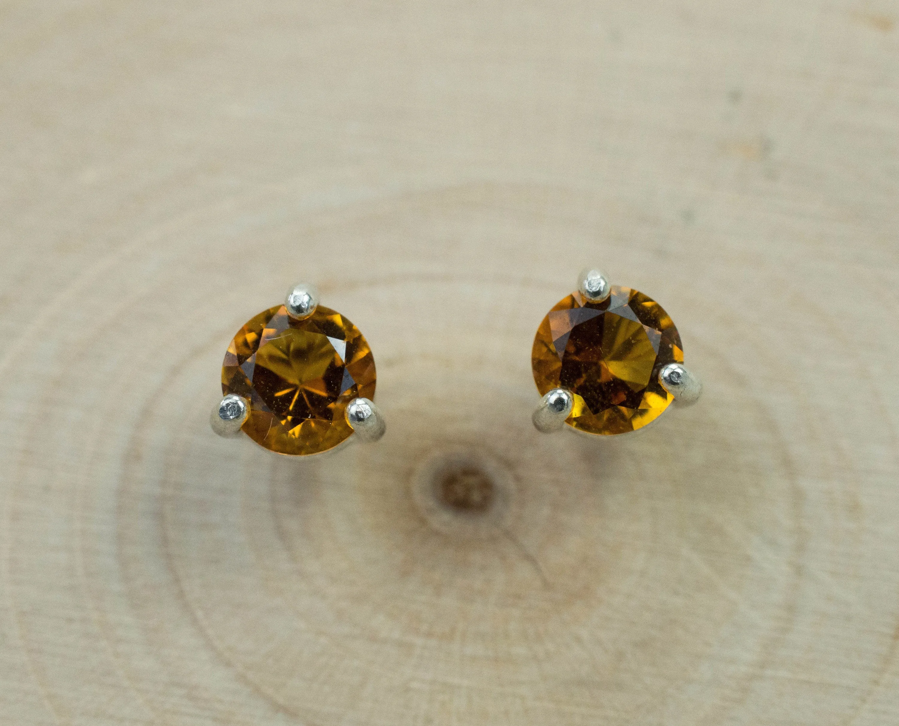 Citrine Earrings; Natural Untreated Uruguay Citrine; 0.780cts
