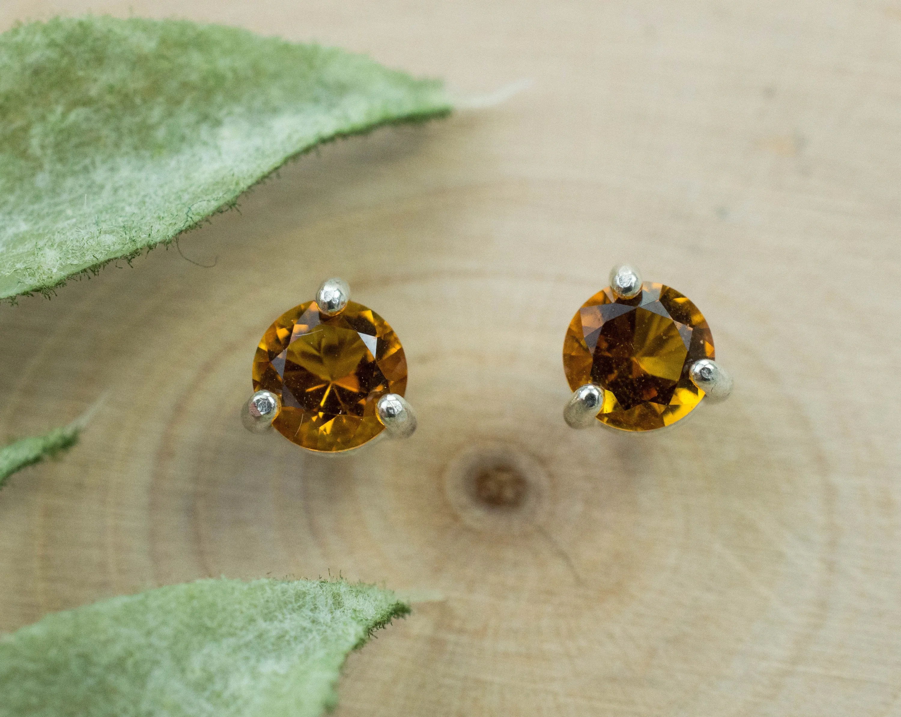 Citrine Earrings; Natural Untreated Uruguay Citrine; 0.780cts
