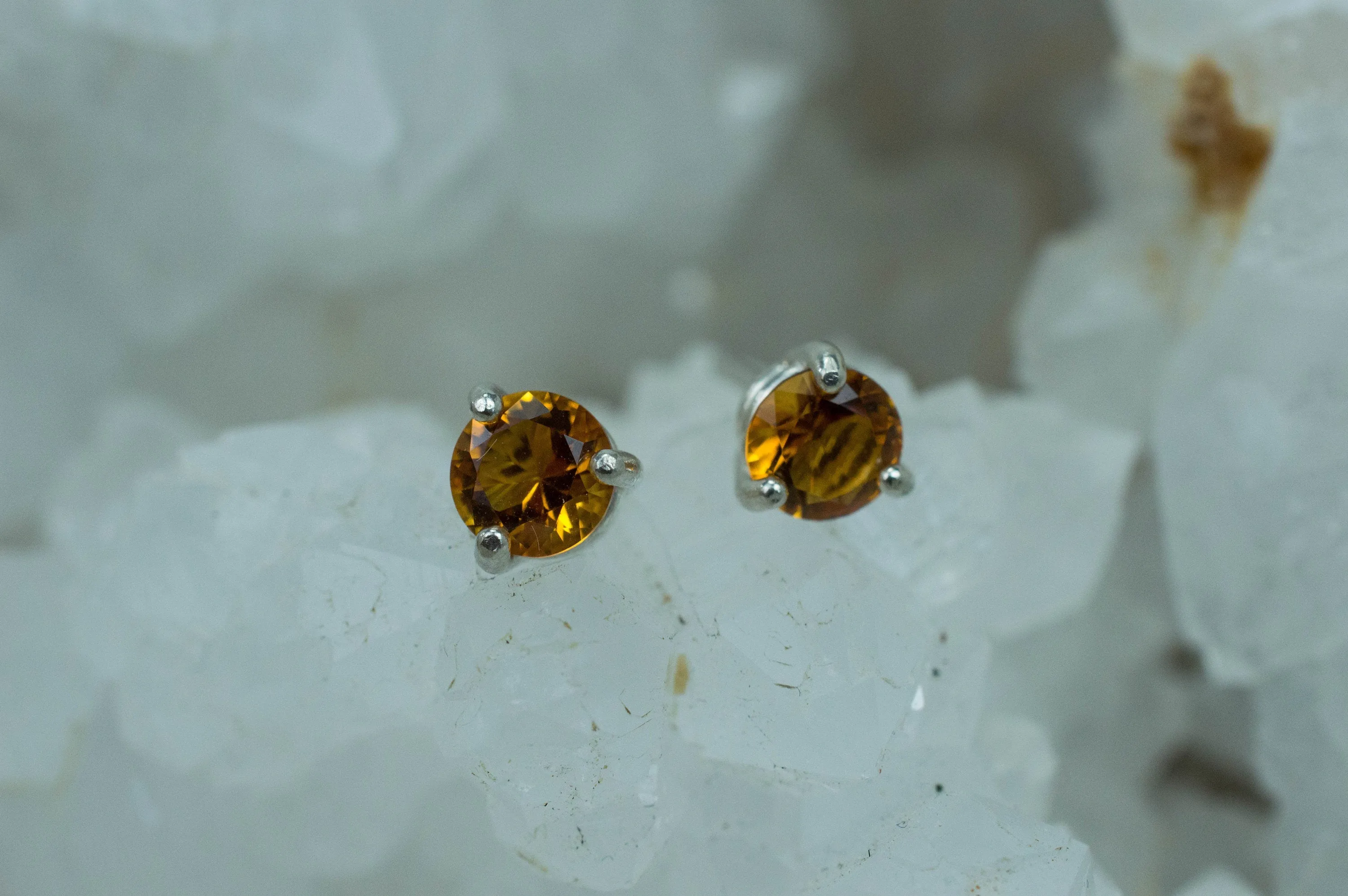 Citrine Earrings; Natural Untreated Uruguay Citrine; 0.780cts