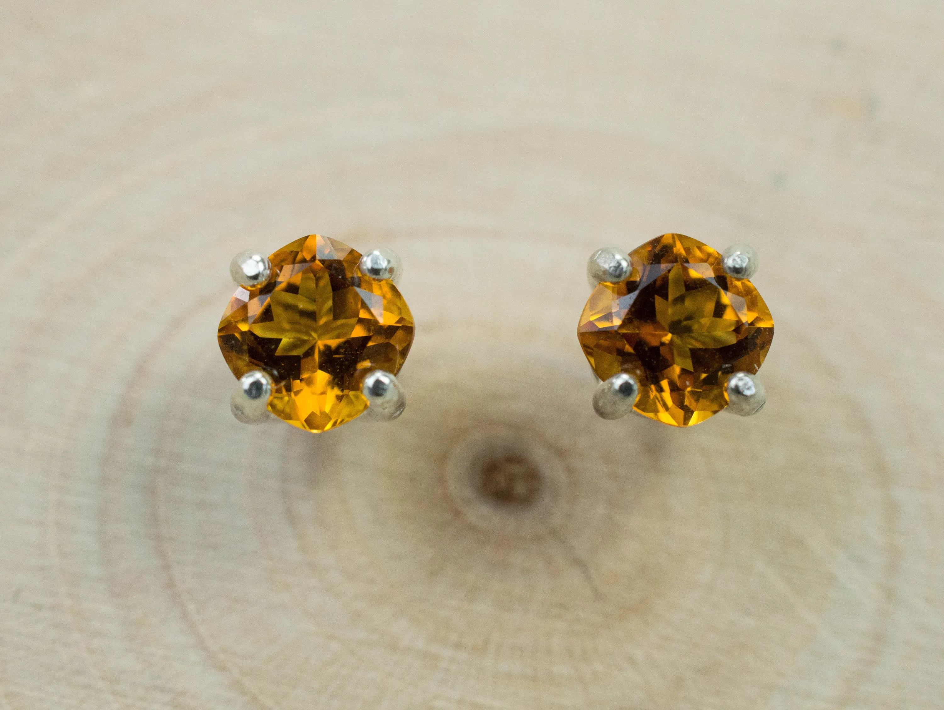 Citrine Earrings; Natural Untreated Uruguay Citrine; 0.940cts