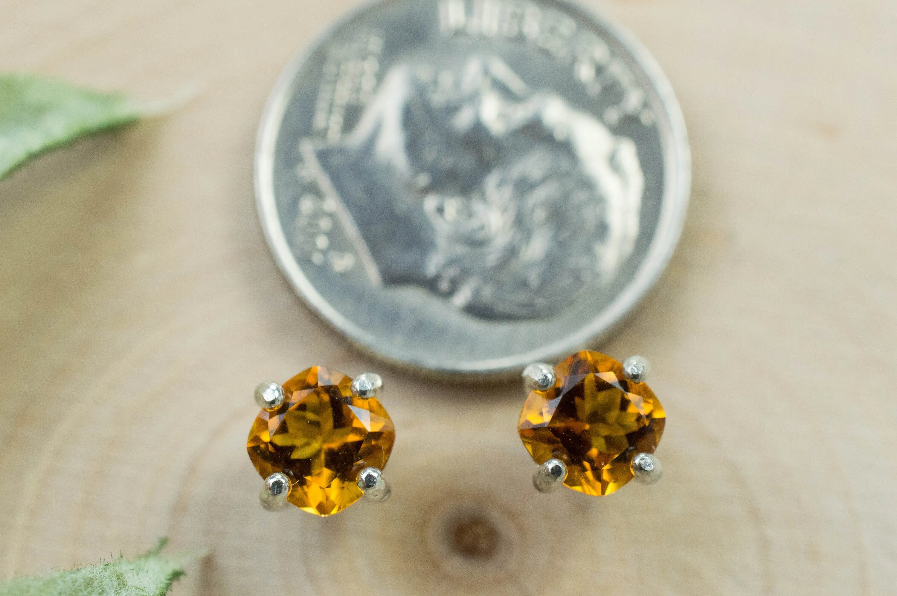 Citrine Earrings; Natural Untreated Uruguay Citrine; 0.940cts
