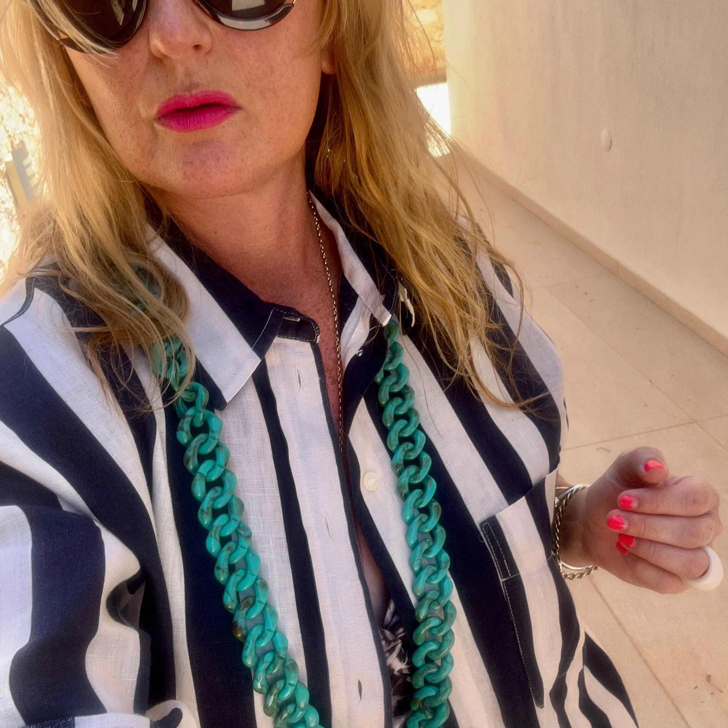 CLARISSA  long resin link necklace