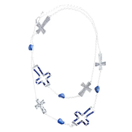 Cross Jewelry Simple Yet Fascinating Spiritual Charm Necklace Set JN223 Blue