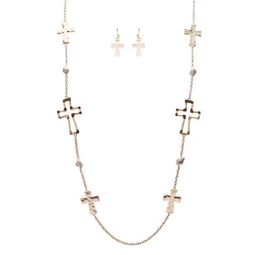 Cross Jewelry Simple Yet Fascinating Spiritual Charm Necklace Set JN223 Ivory