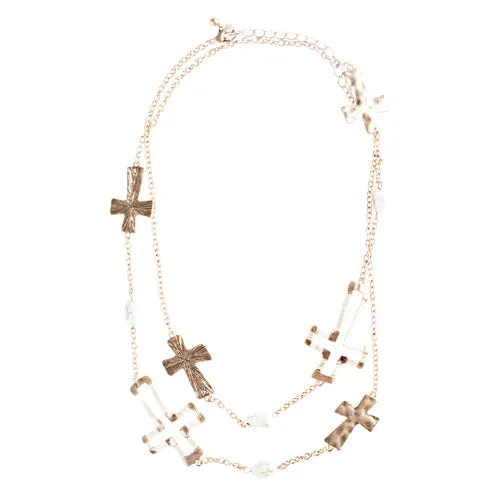 Cross Jewelry Simple Yet Fascinating Spiritual Charm Necklace Set JN223 Ivory