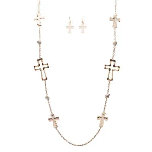 Cross Jewelry Simple Yet Fascinating Spiritual Charm Necklace Set JN223 Ivory
