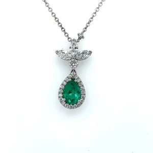 Emerald Pear Shape Necklace with Accent Diamonds Set at Regard Jewelry in Austin, Texas