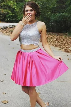 Fascinating Awesome Two Piece Sleeveless Beading Prom Homecoming Dress