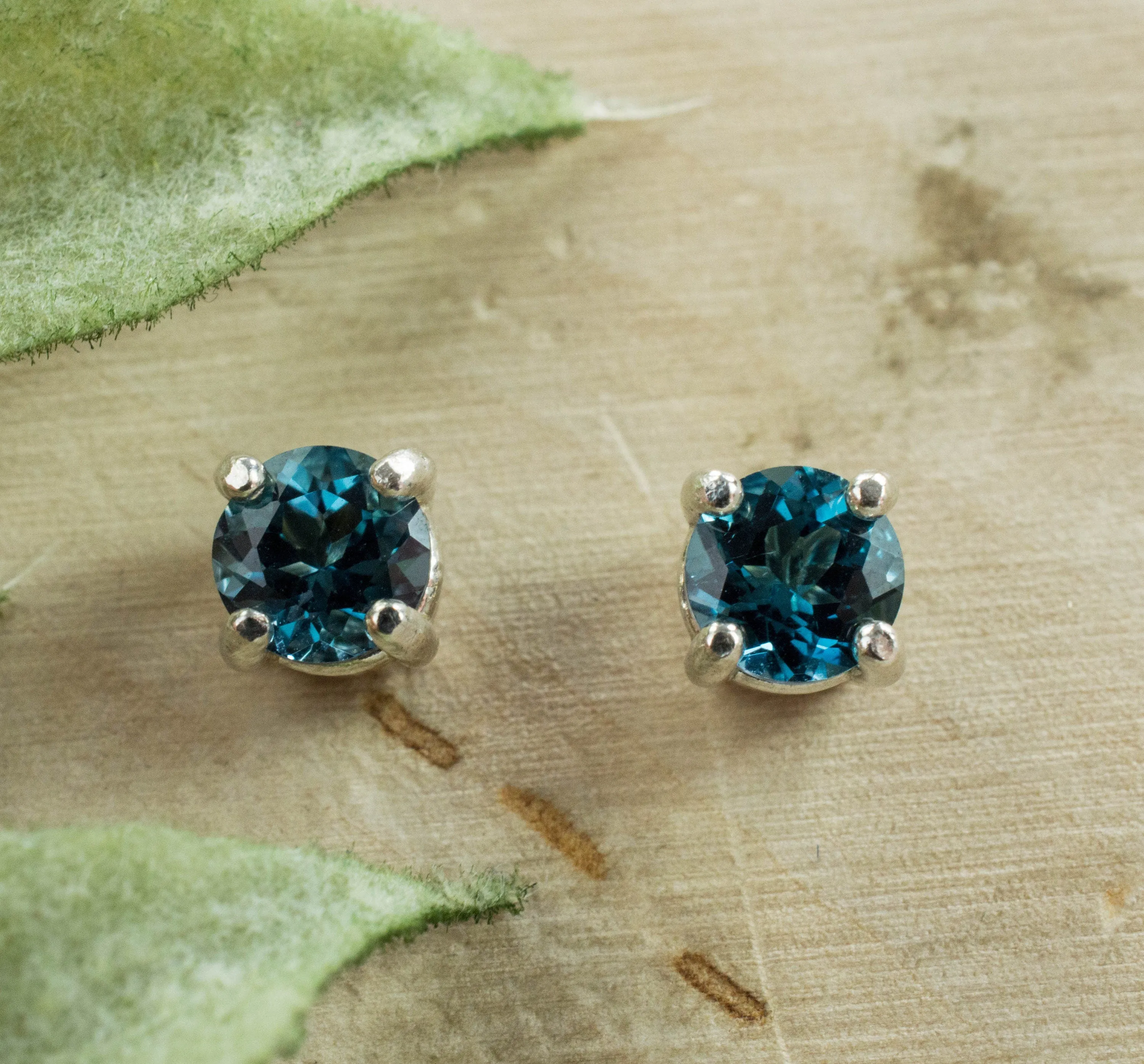 London Blue Topaz Earrings; Genuine Brazilian Topaz; 1.070cts