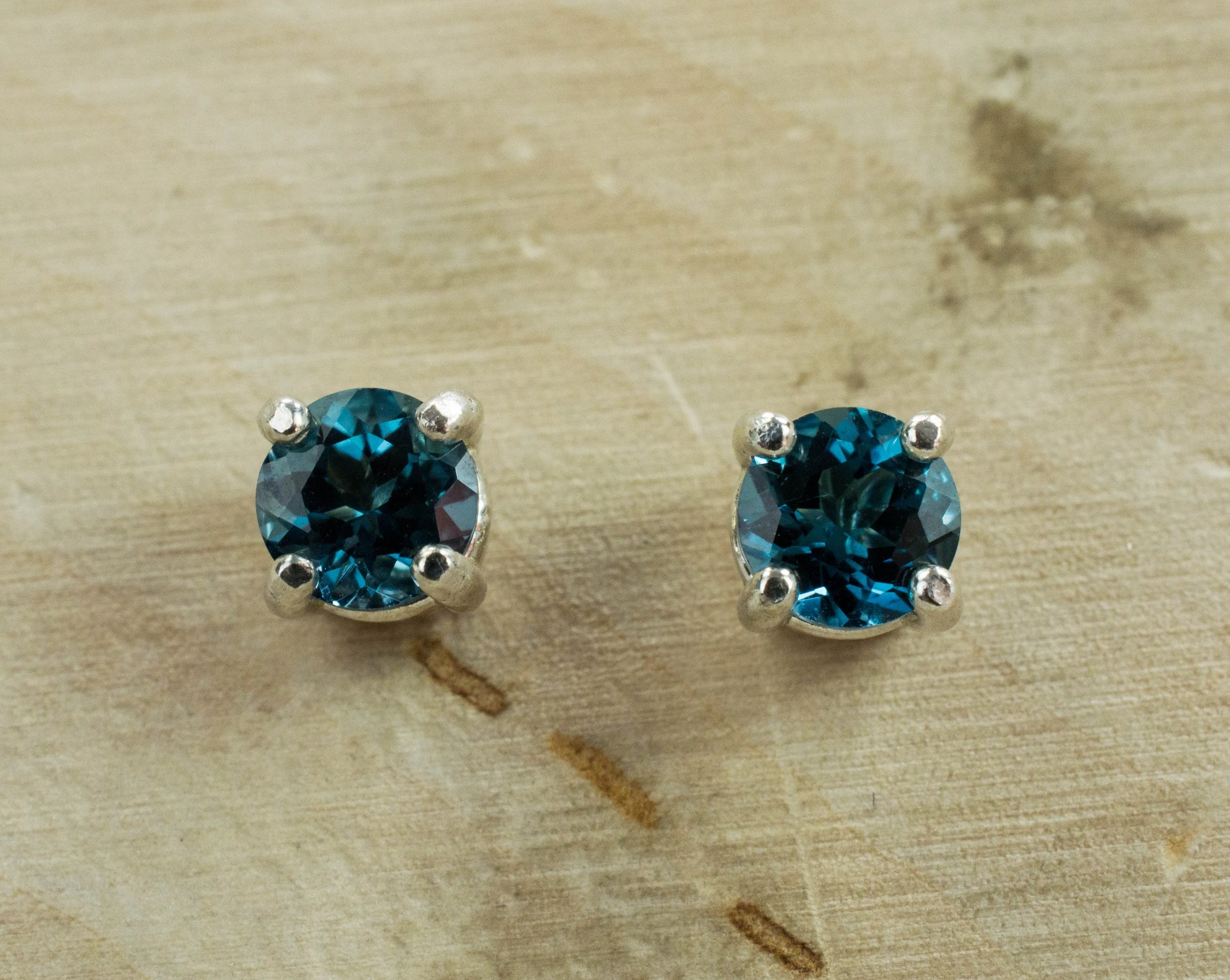 London Blue Topaz Earrings; Genuine Brazilian Topaz; 1.070cts