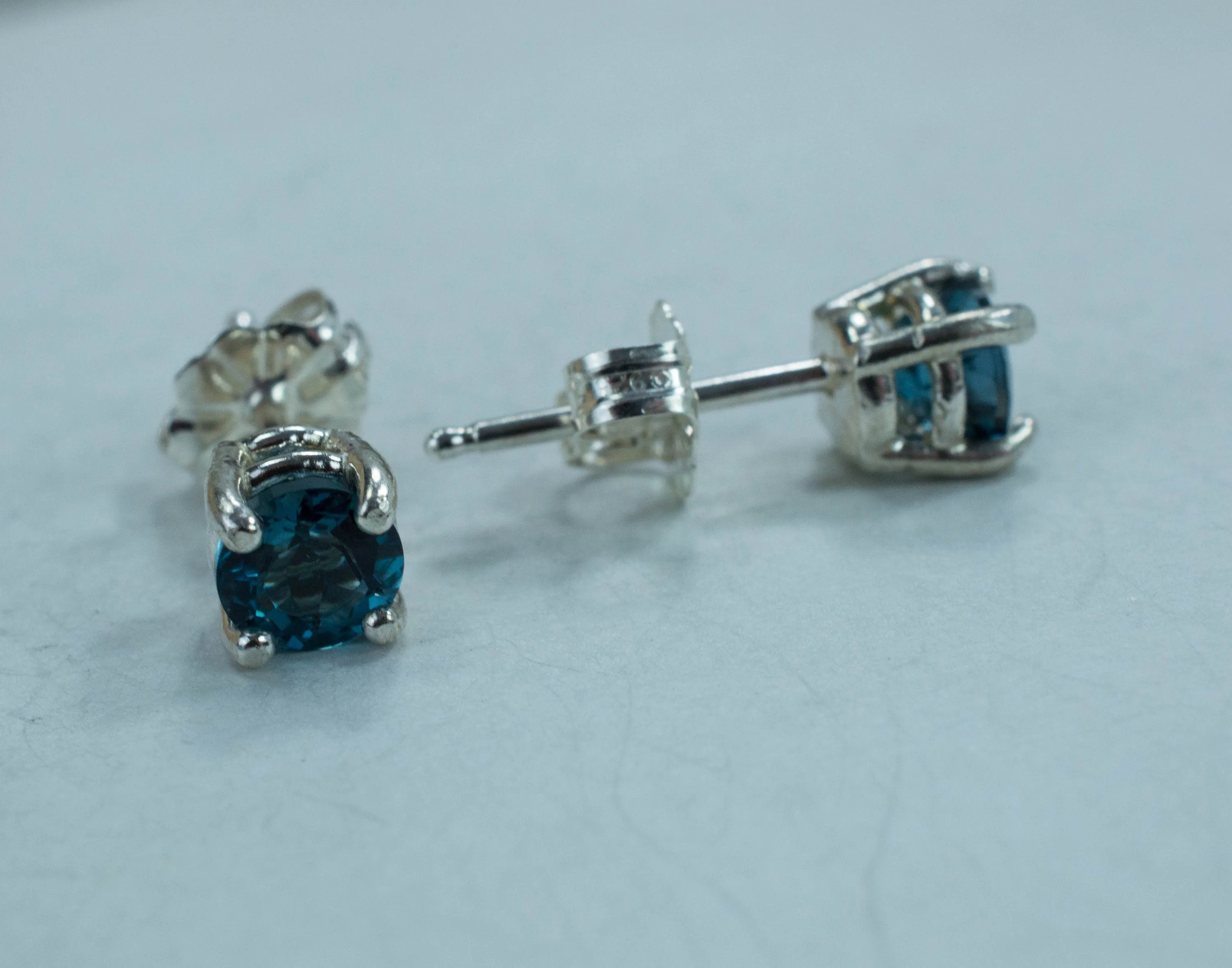 London Blue Topaz Earrings; Genuine Brazilian Topaz; 1.070cts