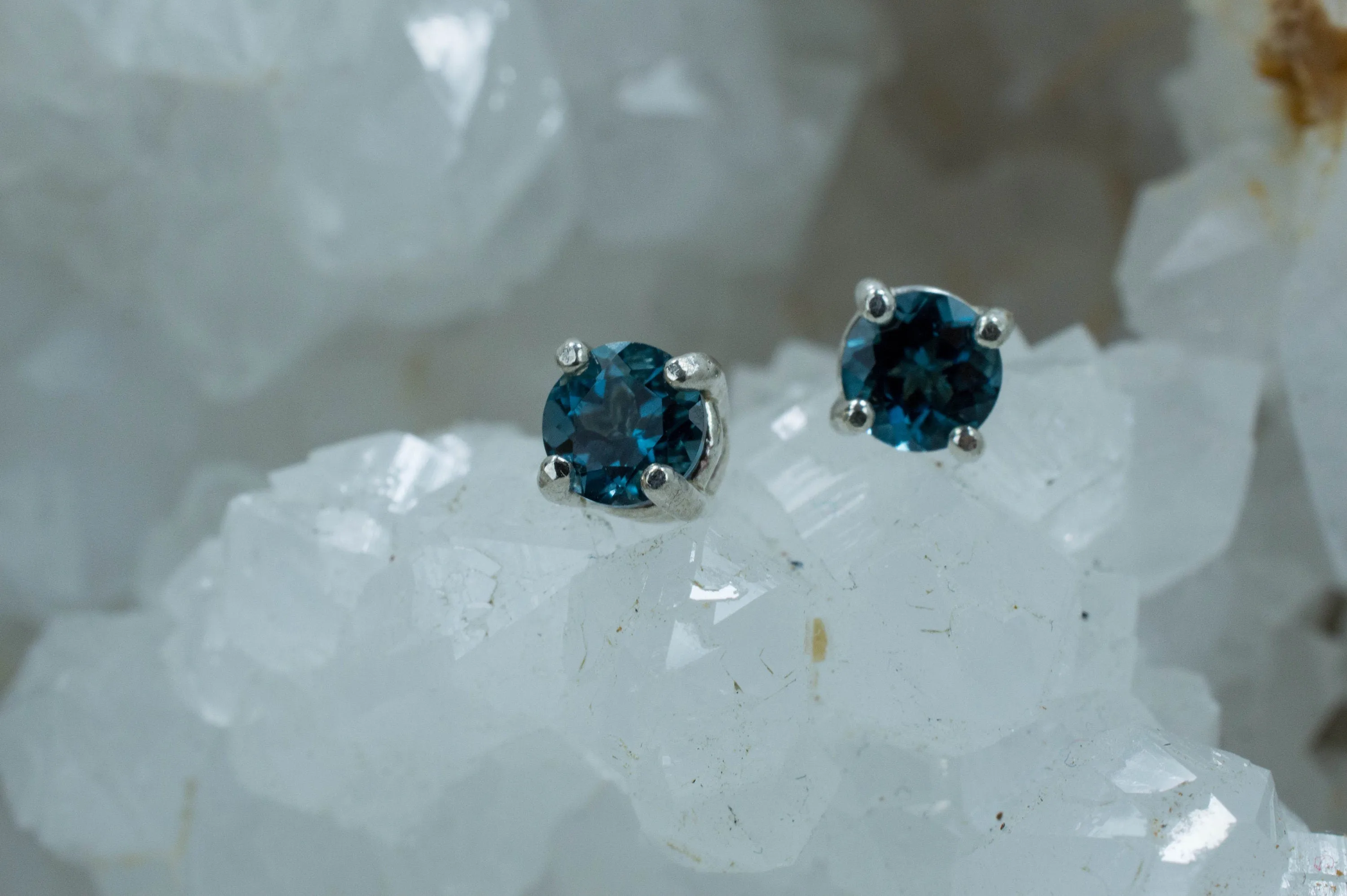 London Blue Topaz Earrings; Genuine Brazilian Topaz; 1.070cts