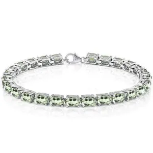 NATURAL GREEN AMETHYST 925 STERLING SILVER TENNIS BRACELET