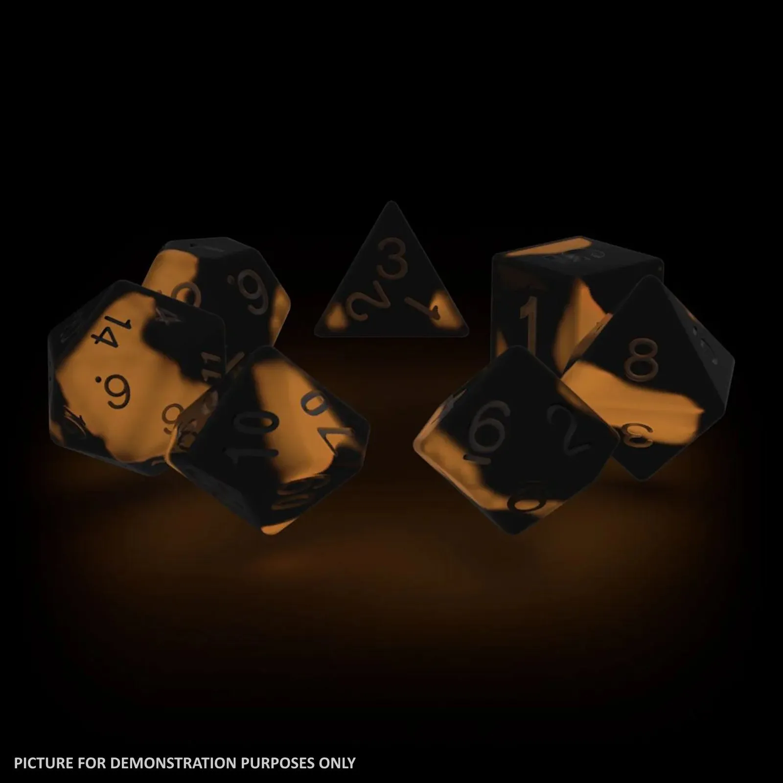 Oakie Doakie RPG Glow in the Dark Dice Set (7) - LAVA
