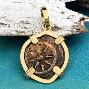 Top Grade Biblical Widow's Mite in 14K Gold Pendant | Artifact #3335