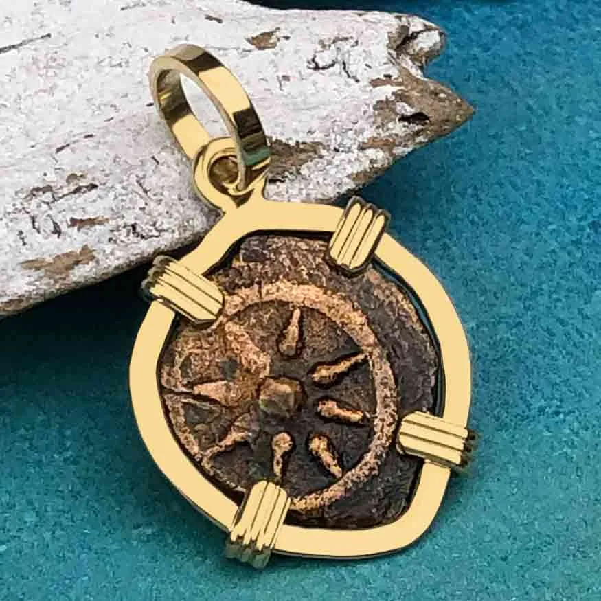 Top Grade Biblical Widow's Mite in 14K Gold Pendant | Artifact #3335