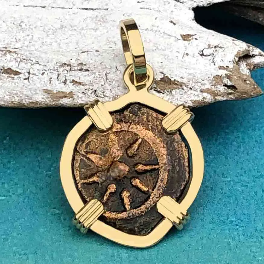 Top Grade Biblical Widow's Mite in 14K Gold Pendant | Artifact #3335