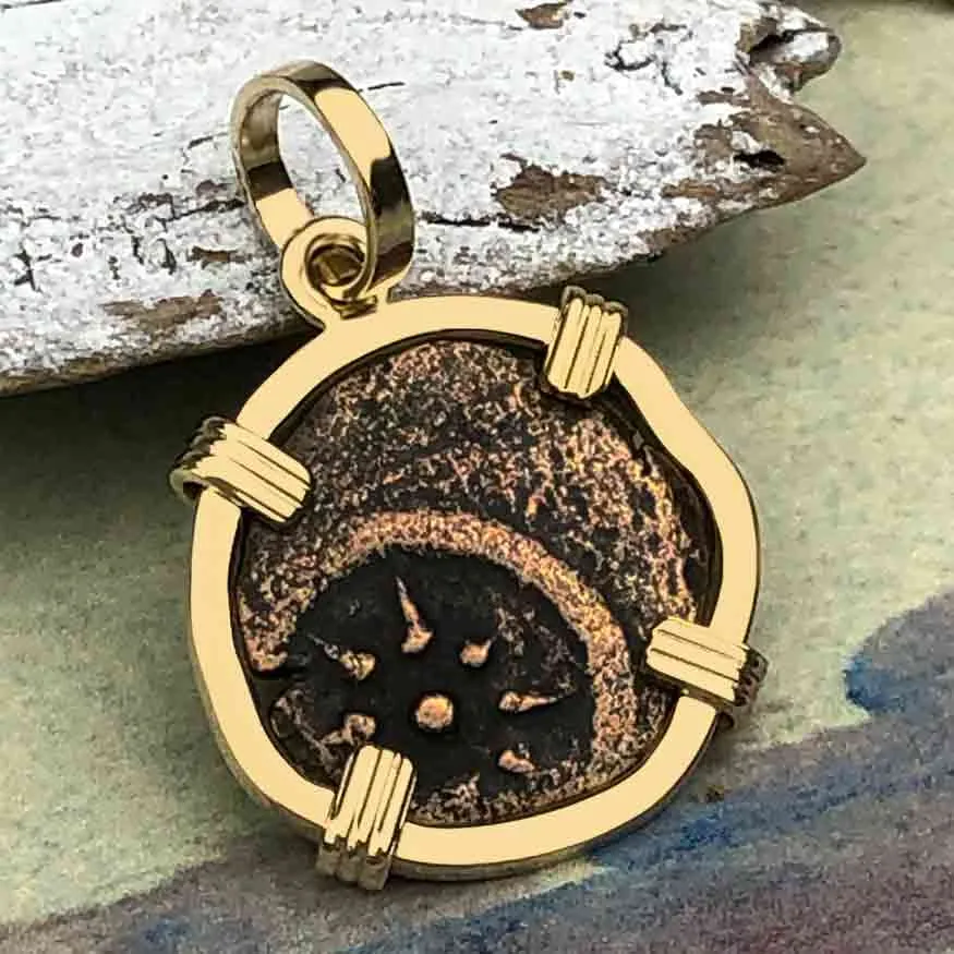 Top Grade Biblical Widow's Mite in 14K Gold Pendant | Artifact #3362