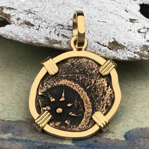 Top Grade Biblical Widow's Mite in 14K Gold Pendant | Artifact #3362
