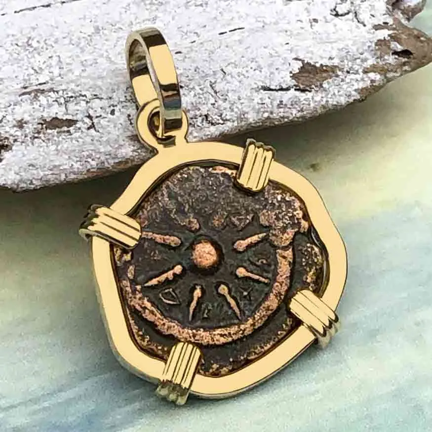 Top Grade Biblical Widow's Mite in 14K Gold Pendant | Artifact #3403